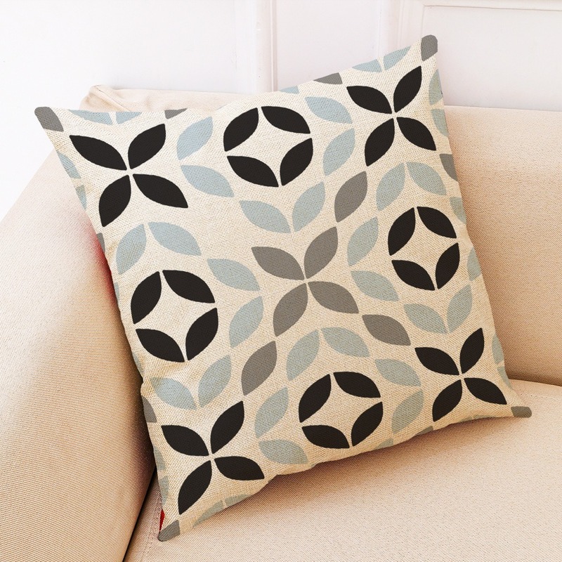 45x45, fundas de almohada con estampado geométrico azul, Triangular, estilo mediterráneo, cojines: F