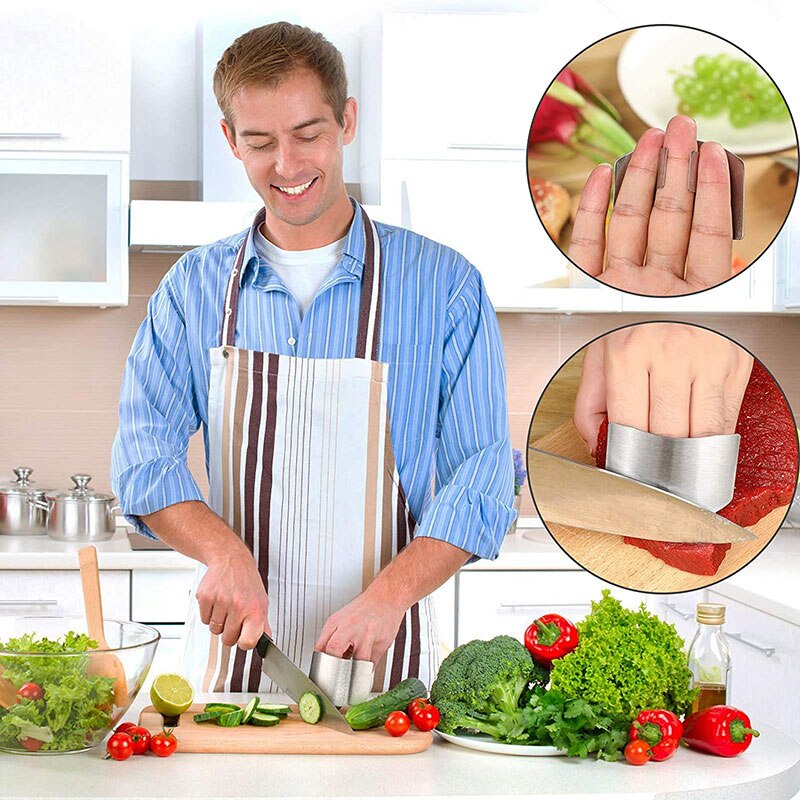1Pcs Stainless Steel Finger Anti-cut Finger Guard Protector Gadgets for Hand Safe Easy Cutting Cooking Tools Kitchen Accessories