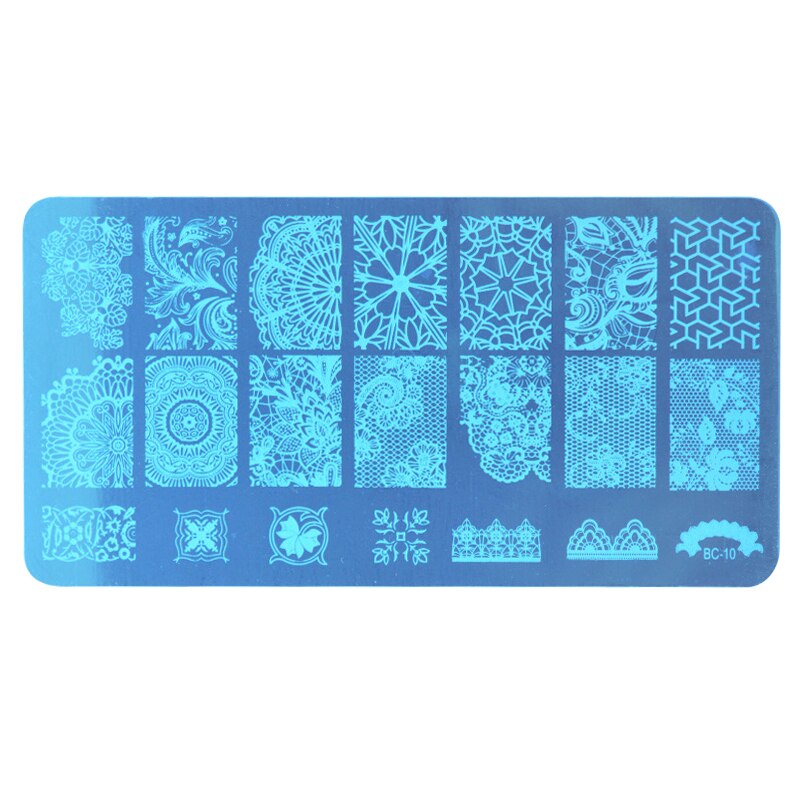 1 pièces Nail Art timbre estampage Image plaque ongles impression pochoir dentelle modèle bricolage bleu masque ongles impression Nail Art manucure outils