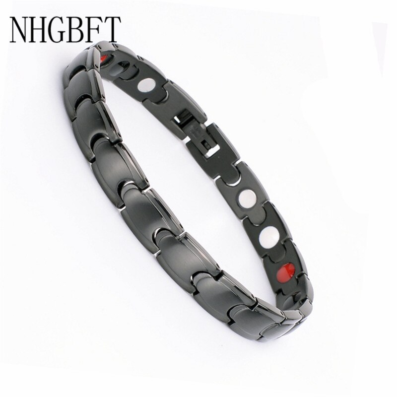 Nhgbft Klassieke Zwarte Kleur Magnetische Armbanden Voor Vrouwen Mannen Rvs Gezondheidszorg Armband