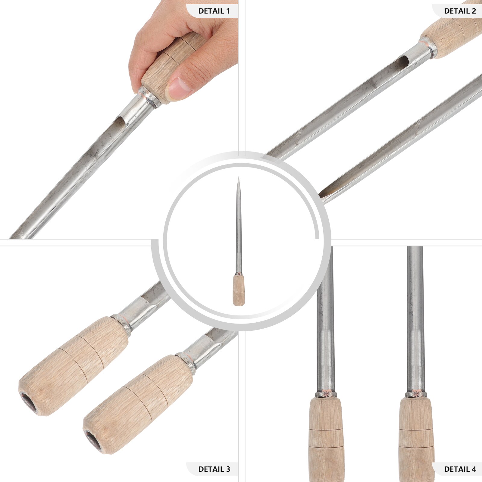 Roestvrij Staal Gesloten Sampling Spear Houten Handvat Graan Probe Sampler