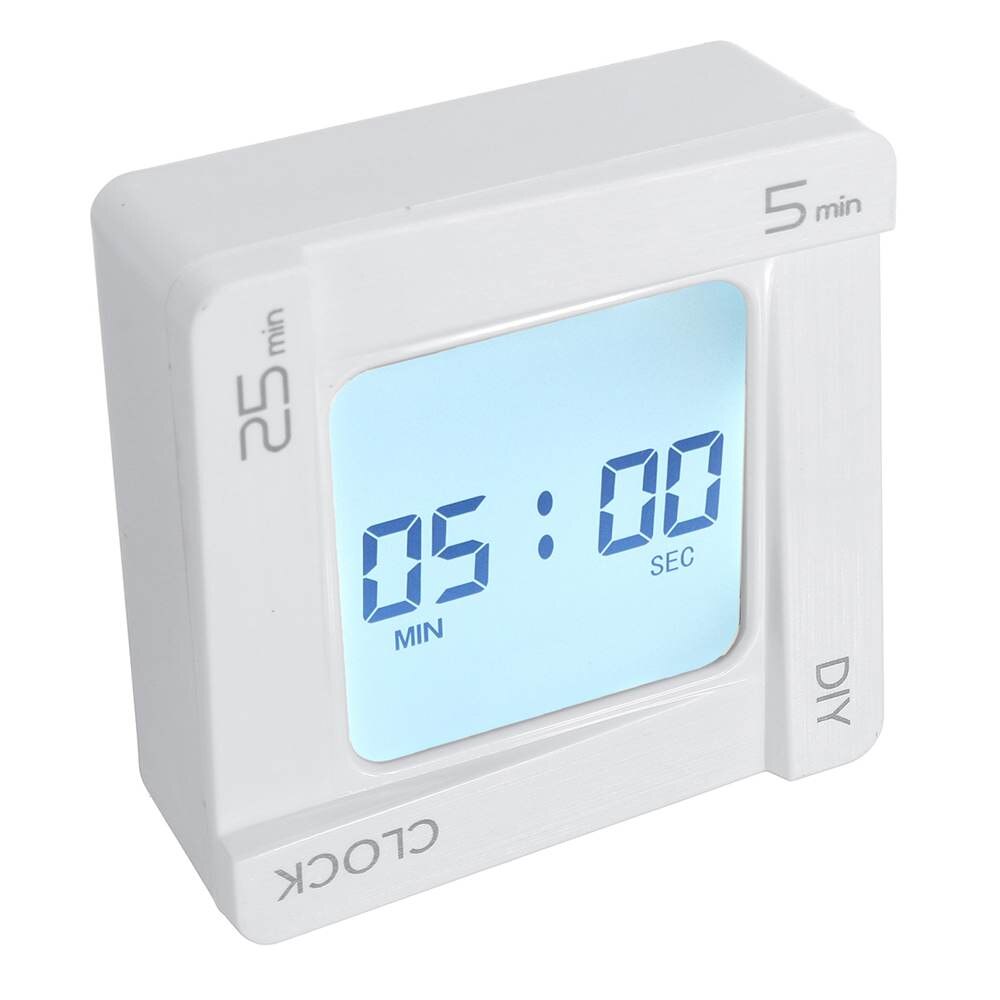LED Alarm Clock Digital Flip Vibration Reminder Countdown Timer Snooze Time Adjustable Bedside Kitchen Desktop Timer Supplies: White