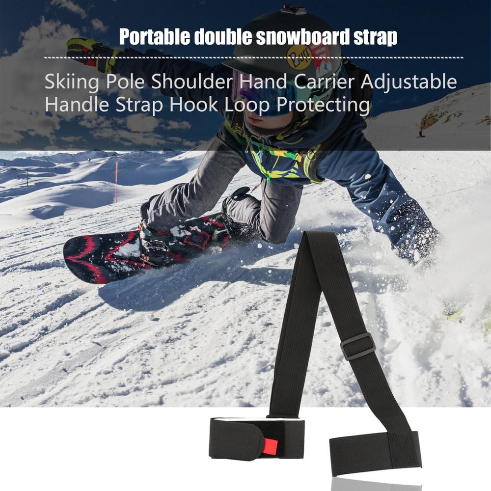 Adjustable Skiing Pole Shoulder Hand Carrier Lash Handle Straps Porter Hook Loop Protecting Ski Handle Strap Bags Black