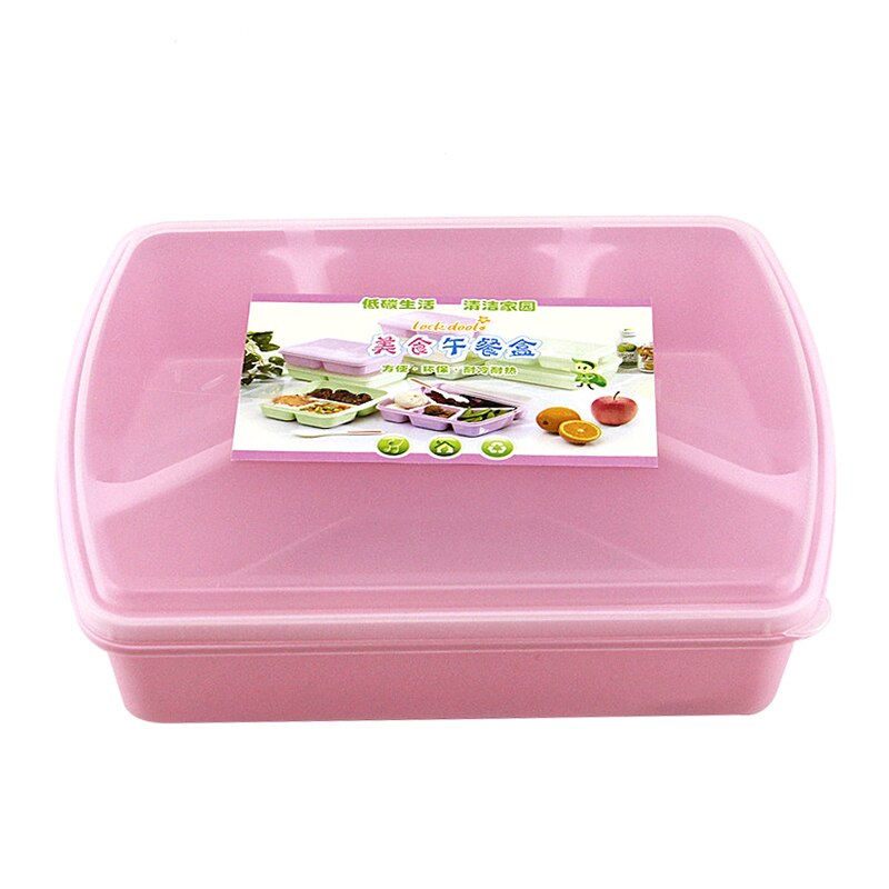 Wheat Microwave Oven Bento Lunch Box Picnic Food Fruit Storage Box Container For Children Adult Case Container Dinner Organizer: 4 grids pink purple