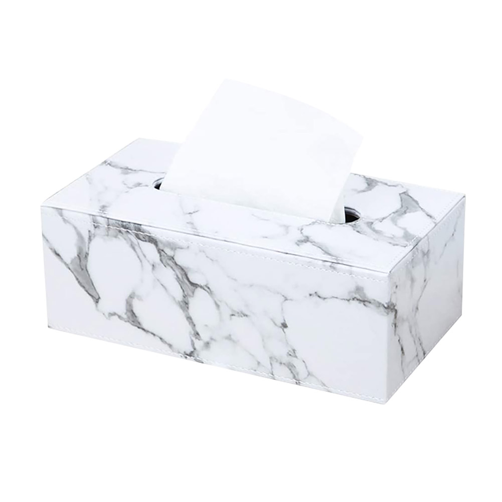Hotel Drawer Light Luxury Business Office Dining Leather Tissue Box Marble Pattern Rectangular Leather Tissue Box Cover Holder