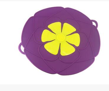 Silicone lid Spill Stopper Cover For Pot Pan Kitchen Accessories Cooking Tools Flower Cookware Kitchen Gadgets: Purple