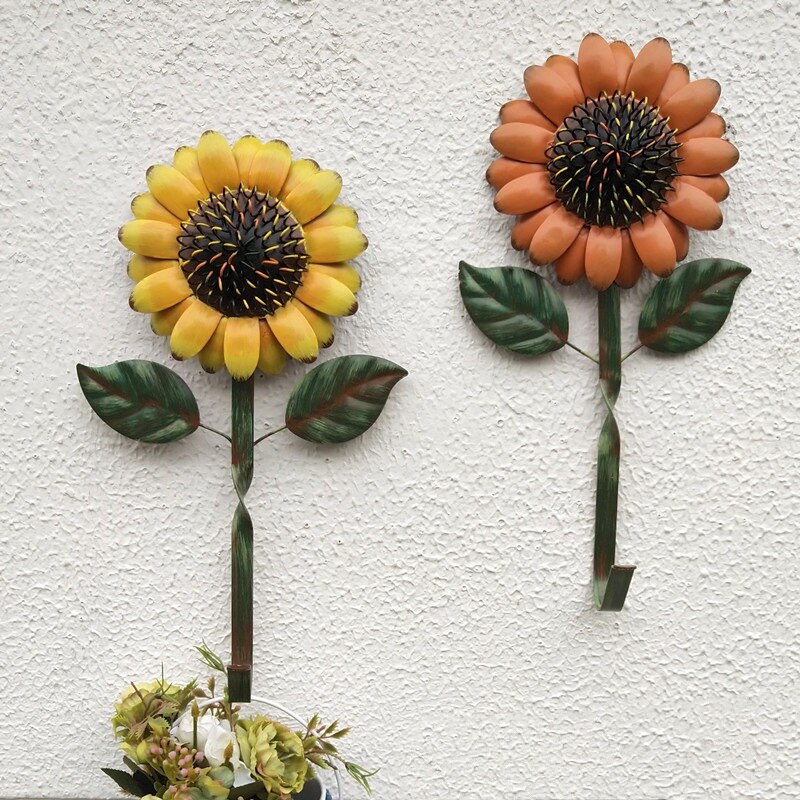 Tournesol clés tabliers cuisine cintres décor mural rustique métal mur crochet accessoires support maison mur décor A