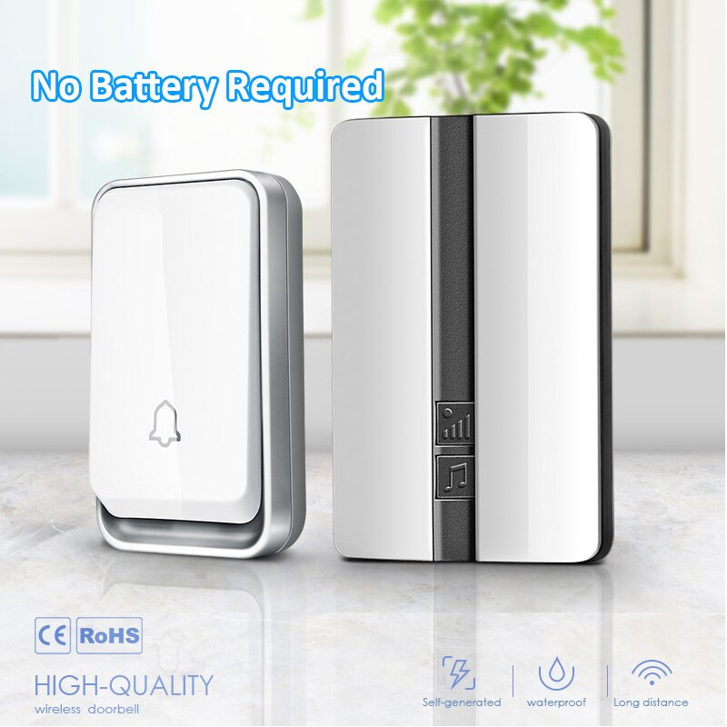 Wireless Doorbell Waterproof Self-powered Smart Door Bell Home No Battery Required Cordless Ring Dong Chime timbre calling