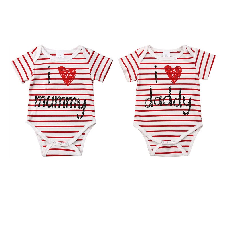 Ich liebe Papa/Mutter kleinkind Baby jungen mädchen bodys valentinstag kleidung sommer kurzarm buchstaben drucken baumwoll-Overall