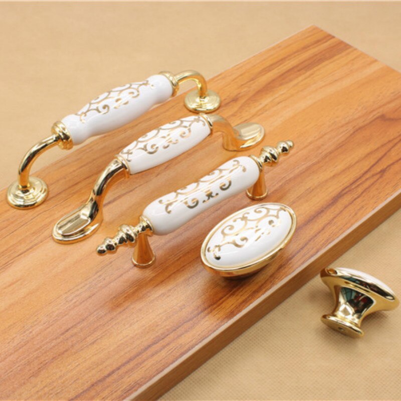 Keramische Handvat Witte Keramische Goud Handvat Kast Lade Schoen Kast Pull Handle Soort Zinklegering Meubilair Hardware