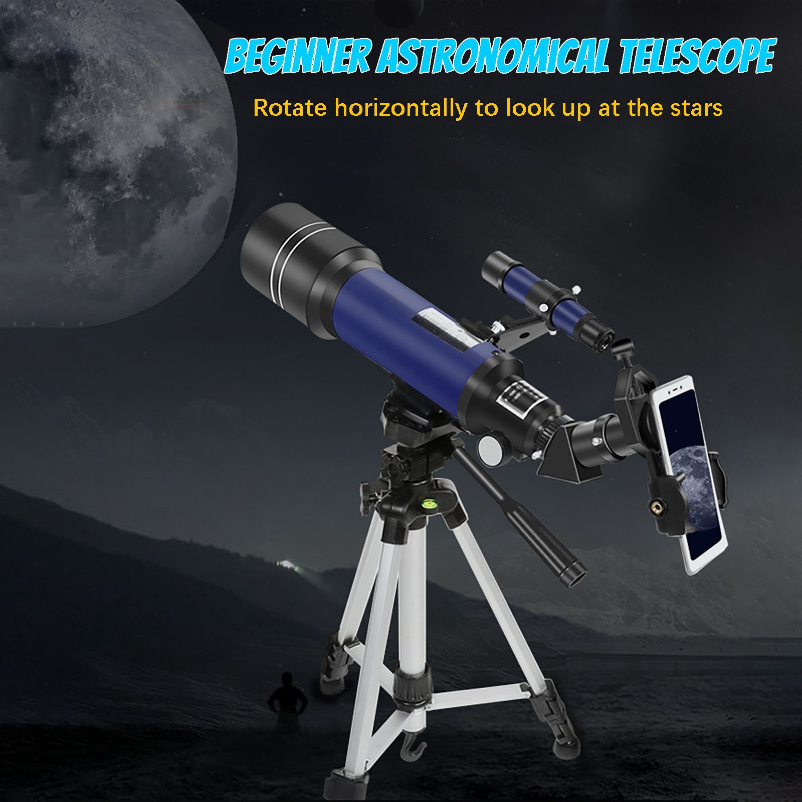 Telescopio astronómico 4 #, telescopio Refractor de 70mm, observación de la Luna para niños, adultos, astronomía, principiantes, lente 16x 67x con buscador