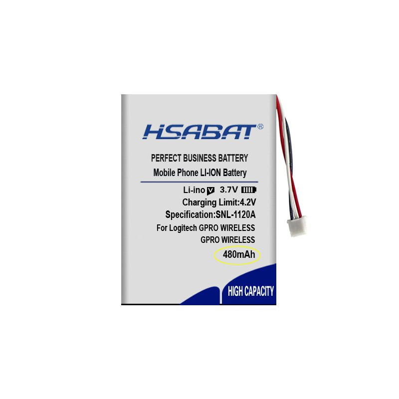 [ HSABAT ] 480mAh Replacement Battery for Logitech GPRO WIRELESS Mouse Batteries 3-wire plug