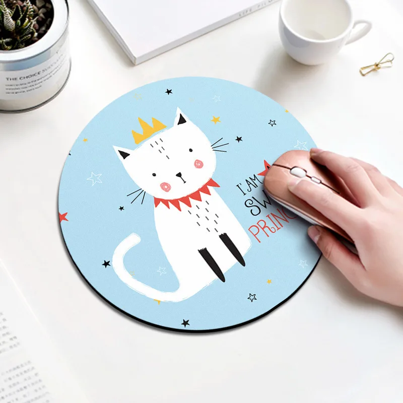 Kawaii Ronde Muismat Bureau Pad Laptop Muis Mat voor Office Home PC Computer Toetsenbord Leuke Muismat Antislip rubberen Bureaumat: Blauw
