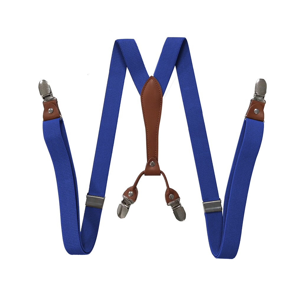 Vrouwen Bretels 4 Clips Y Terug 2.5Cm Breed Verstelbare Elastische Jean Broek Brace Strap Dames Bretels Voor Bruiloft party Event: Royal Blue