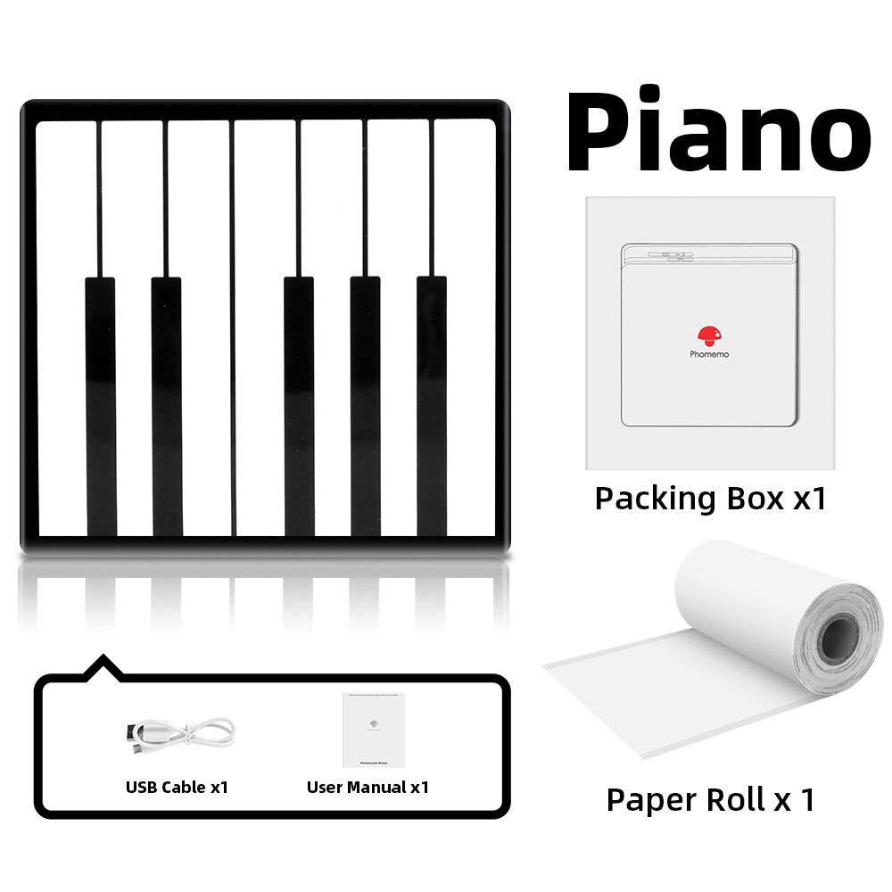 Phomemo M02 Portable Thermal Printer Paper Photo Pocket Thermal Printer 53 mm Printing Bluetooth-Compatible Android IOS Printer: PIANO