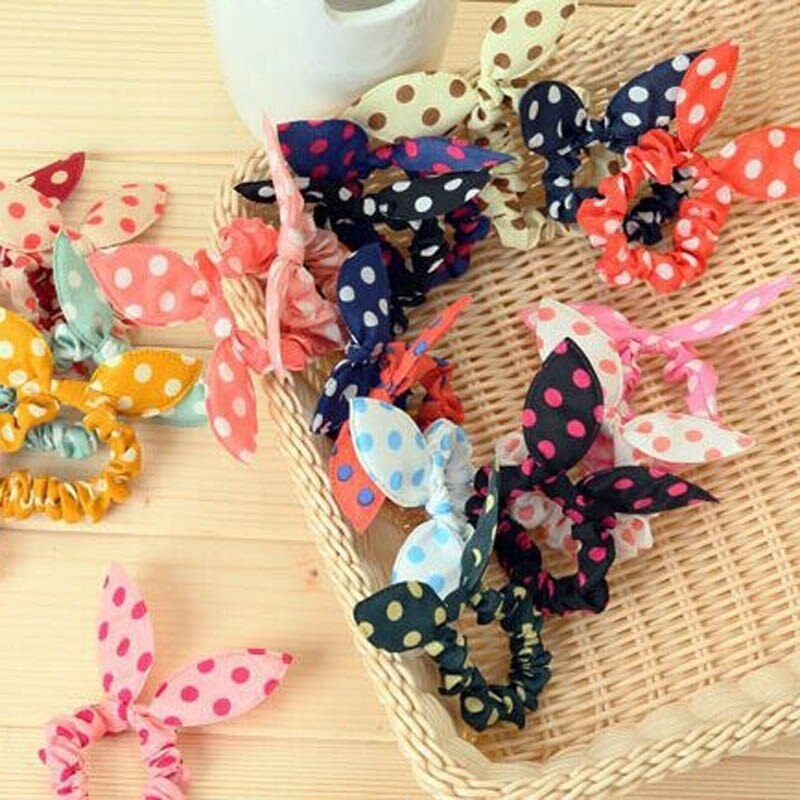 10 Teile/los niedlich Hase Baby Mädchen Blume Haar Clip Stirnbänder Kaninchen Ohren Punkt Headwear Elastisches Haar Band Haar Seil Verkäufe Darm