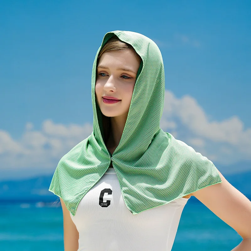 Zomerkoeling Hoodie Handdoek Zweet-Absorberende Koele Anti-Uv Fietsen Zachte Koude Detectie Sneldrogende Sjaal Voor Fitness Wandelen Vissen