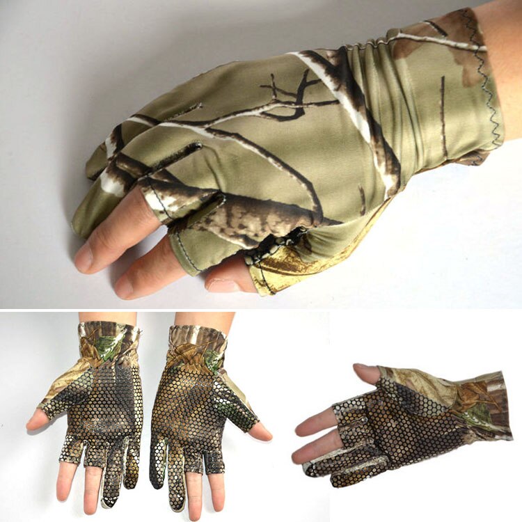 Neue Angeln Handschuhe Tarnung Anti-Unterhose Elastische Dünne Handschuh 3 Finger schneiden Camping Radfahren Jagd halb-Finger Handschuhe tropfen Shippi