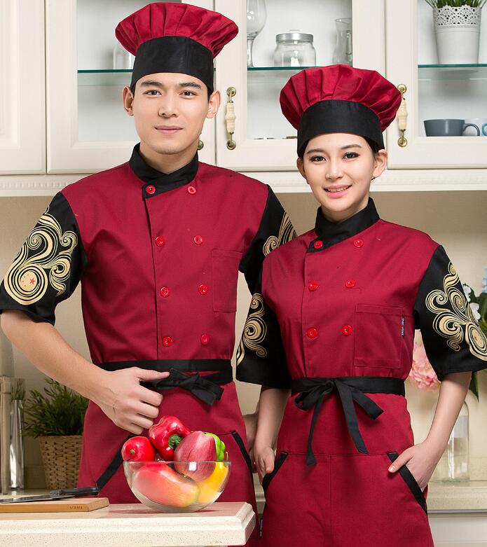 Unisex Chef Jackets women men Chinese restaurant uniforms hotel staff short sleeve hotel uniform: c / M