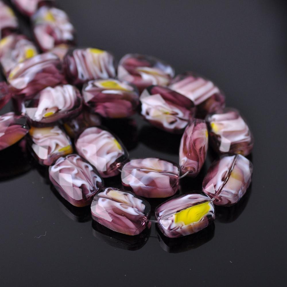 10szt 14x10mm prostokąt owalny kształt fasetowany Lampwork szkło luźne rzemiosło koraliki hurtownia dużo dla DIY komponenty robić wyrobu biżuterii: purpurowy