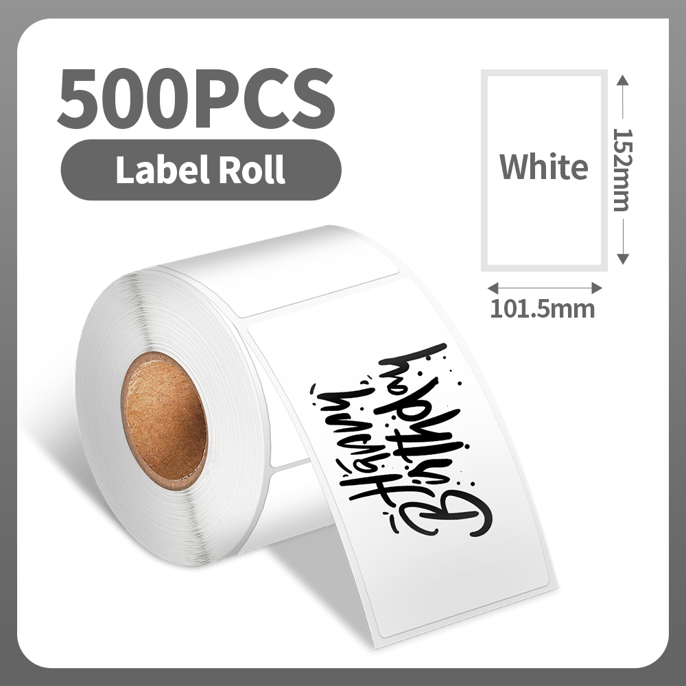 500Pcs Thermal Paper 4x6 Fan-Fold Labels Supplies Phomemo 241BT 246S D520BT Label Printer for Package Adress Business: black