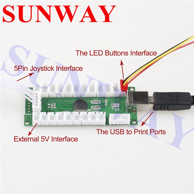 1player Arcade led usb encoder Connection LED Push button USB to PC Arcade controller eyboard with 3 pin button cable