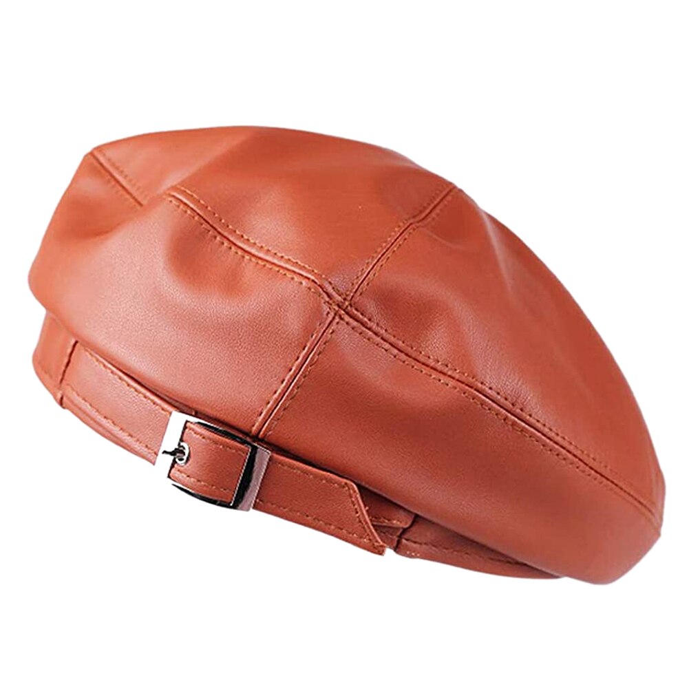 Dames Pu Leather Casual Baret Hoeden Mode Lederen Franse Kunstenaar Beret Hoeden Voor Vrouwen Meisjes Herfst En Winter Zachte Baretten: CO