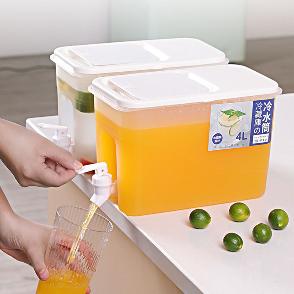 4L/3.5L Refrigerator Cold Ice Kettle With Faucet Water Juice Lemonade Fruit Tea Bottle Refrigerator Cool Drinks Bucket Container