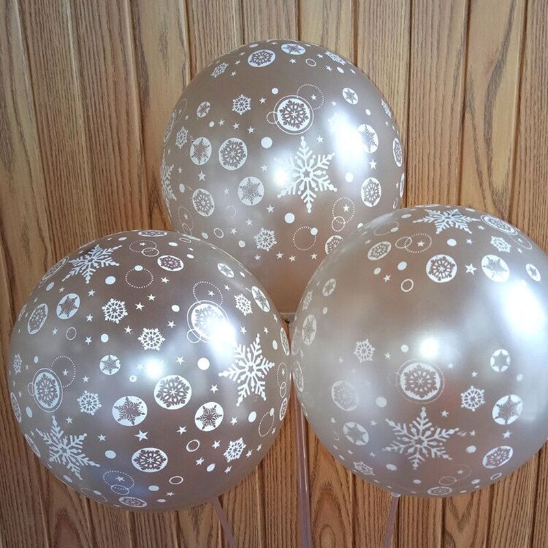 Globos de látex de copo de nieve de 12 pulgadas, Impresión de dibujos animados, globos azules y plateados, decoración para de Navidad: silver / 12 inch silver