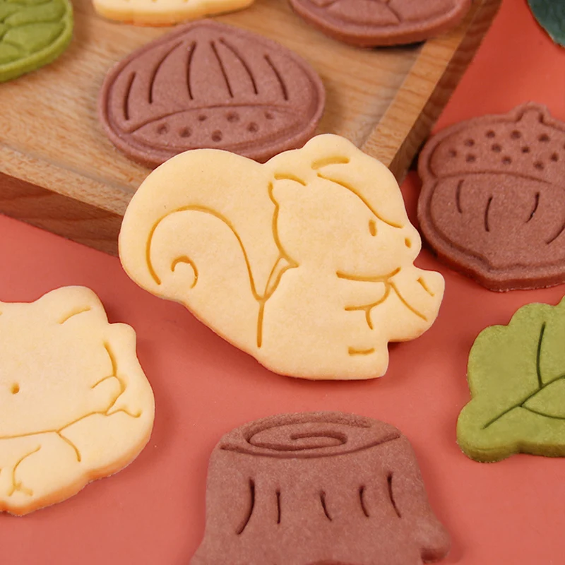 Cartoon Herbst Blätter Eichhörnchen Eule Muster Keks Form Thanksgiving Day Kastanien Tannenzapfen Fondant Cookie Cutter Backen Werkzeug