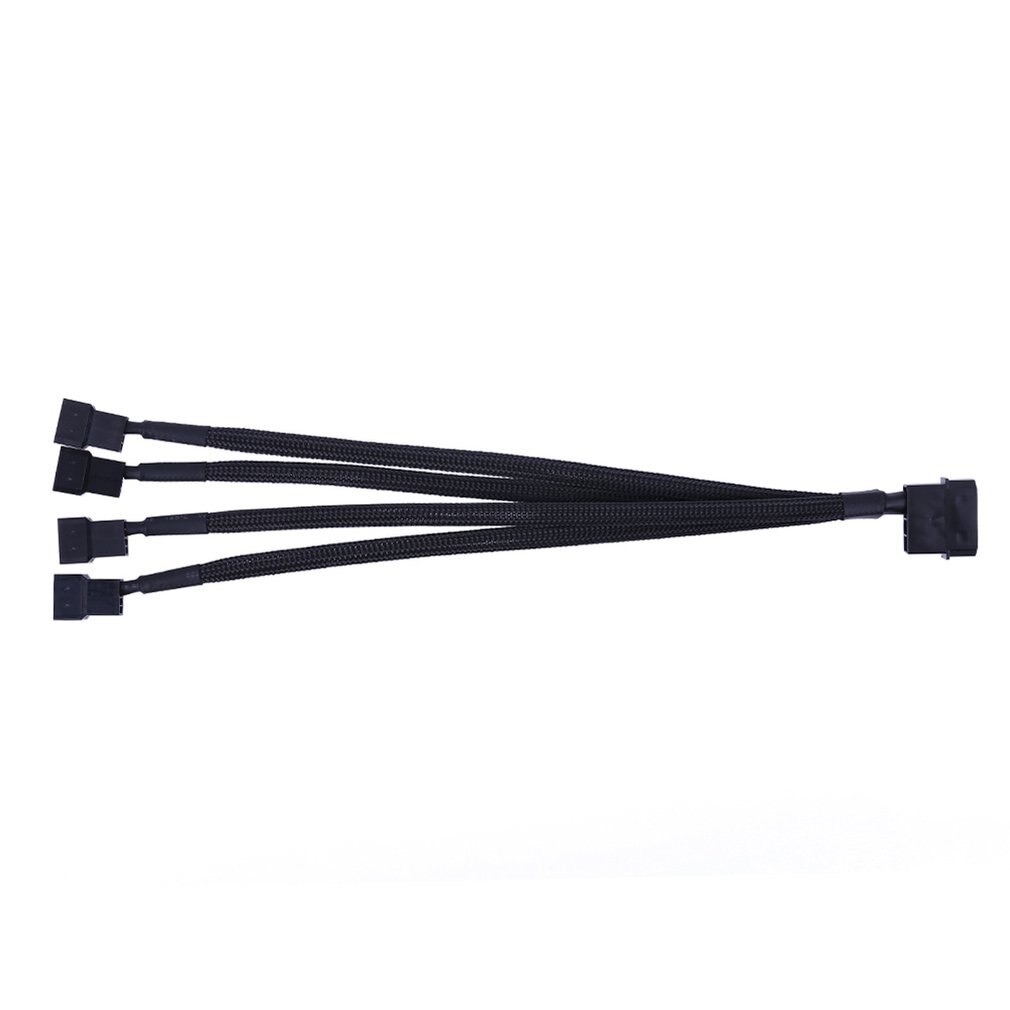 1 To 2 Way Y-Splitter Sleeved 4-Pin Molex Male To 2x 3-Pin/4-Pin PWM Male Connector Fan Extension Adapter Cable