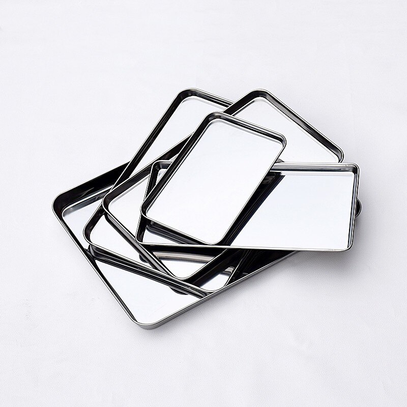 Stainless Steel Cake Baking Pastry Storage Tray Rectangle Snack Fruit Plate Steamed Sausage Dish Hotel Restaurant Bread Loaf Pan