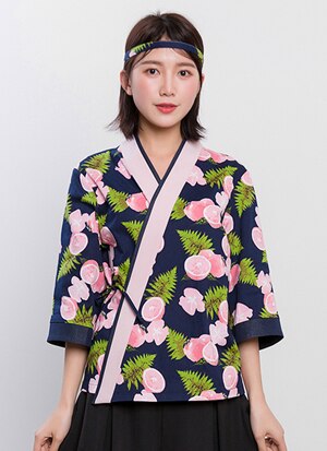 Japanese style Food Service Clothing Woman Sushi Chef Jacket Chef Work Uniform Cook suit female Japanese kimono: XXL