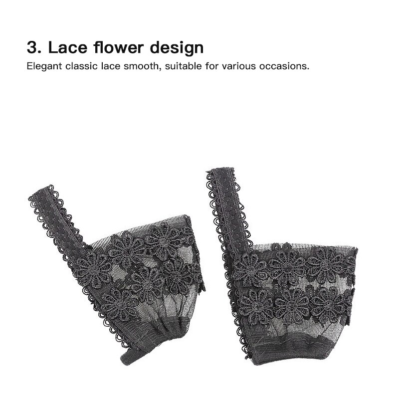 1 Paar Hoge Hakken Schoenen Anti-Druppels Hak Bandjes Non Slip Zwart Kant Elastische Band