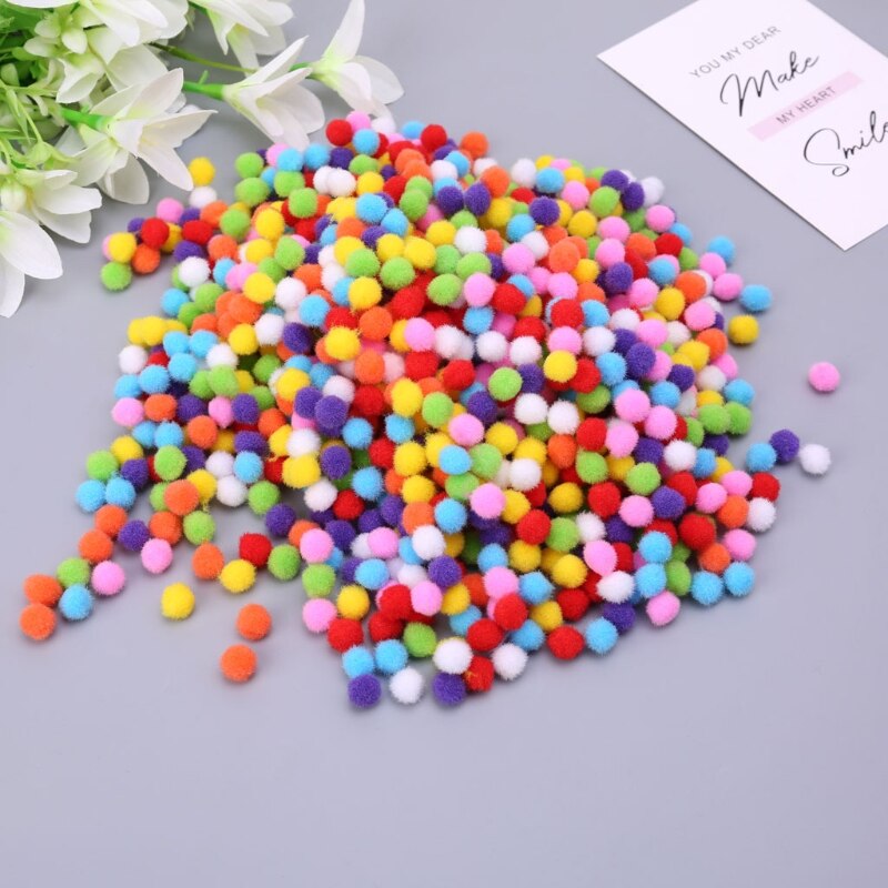 1000Pcs Soft Round Fluffy Craft PomPoms Ball Mixed Color Pom Poms 12mm DIY Craft BX0D