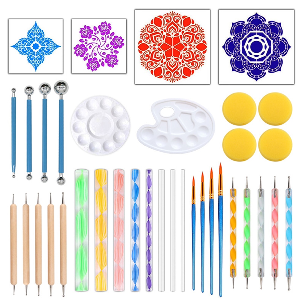 Pochoir pour peinture en argile, travail manuel, 36 pièces, stylo d'art Portable, poterie de gaufrage, Mandala multifonction, à faire soi-même, ensemble d'outils de marquage artisanal