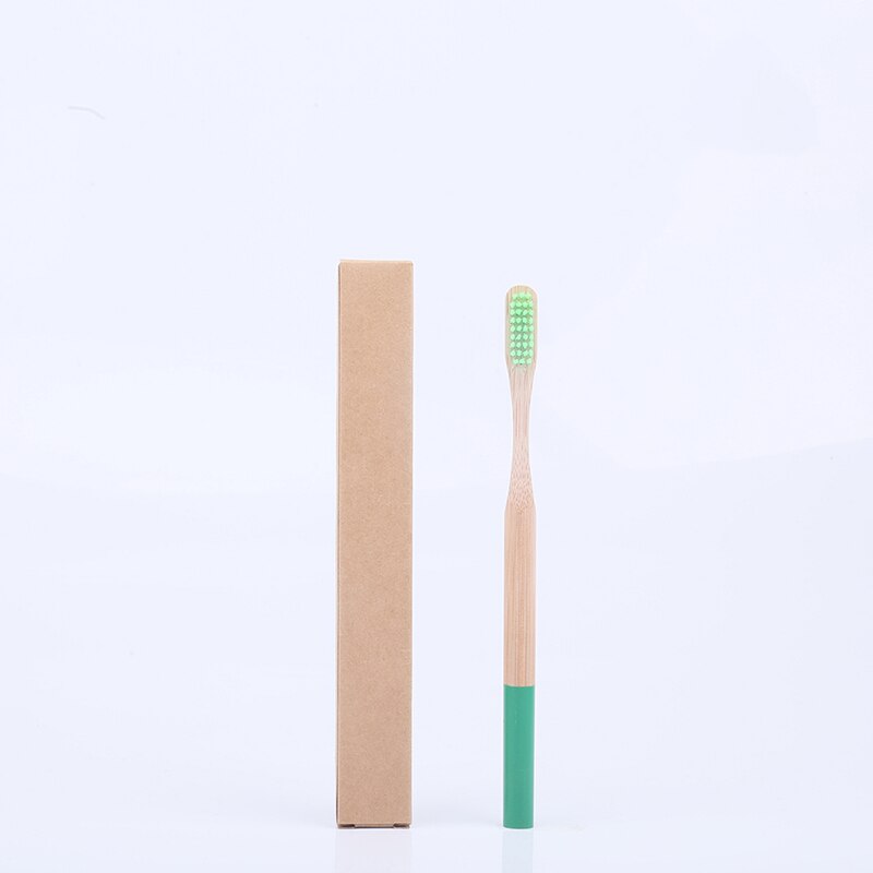 1Pcs Regenboog Bamboe Tandenborstel Milieuvriendelijke Koolstofarme Reizen Ronde Handvat Zachte Haren Voor Volwassen Houten Tandenborstel 17 Kleuren: 82