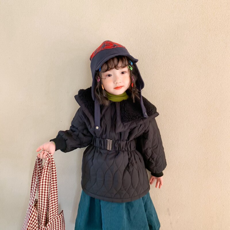 Babyinstar toddler girl vintertøj baby girl dunfrakke med bælte børns sorte vinterfrakker til piger