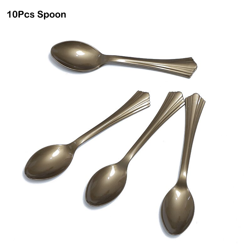 Set roségouden feestdecoraties, ballonnen, kwastjes, folie, franjes, gordijnen, tafellopers, linten voor een bruidsdouche, babyshowerfeestje: 10 stuks lepel