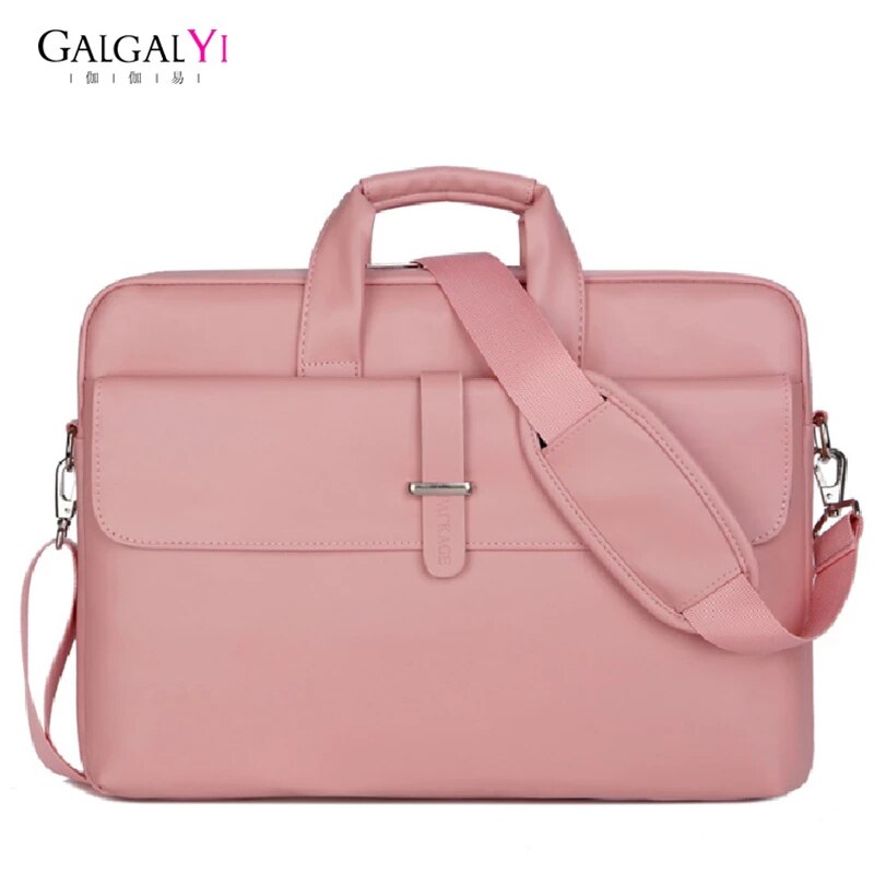 Laptop computer aktetas dames pu leer 15.6- inch schattige roze dames notebooktas waterdicht