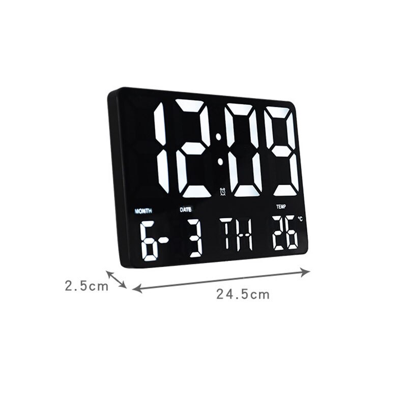 LED Large Screen Wall Clock Remote Control Electronic Wall Clock Wall-mounted Light Sensing Temp Date Power Off Memory Watch