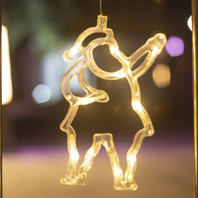 LED Christmas Lights Battery Power Supply Christmas Tree Snowman Elk Chandelier Indoor Outdoor Glass Window Suction Cup Light: Santa Claus