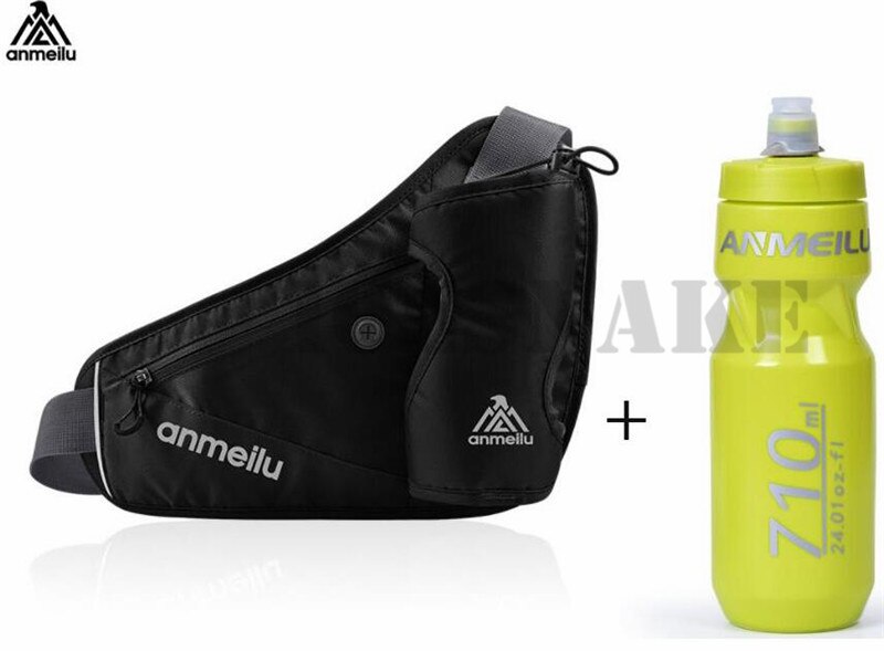 ANMEILU Mannen Vrouwen Running Taille Pack Hydratatie Riem Voor 710 ml Water Flessen Hip Pouch voor Marathon Running Wandelen Fietsen: Black With Bottle