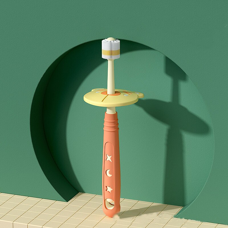 Kinderen Tandenborstel Baby 360 Graden Reinigen Nano Zachte Haar 1-6 Jaar En Een Half Baby Bladverliezende tand Fijn Haar Tandenborstel: Oranje