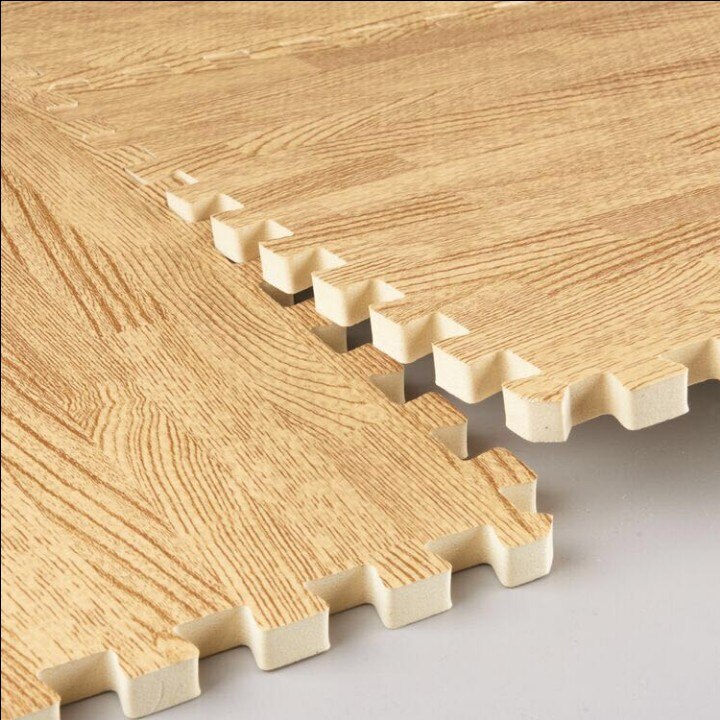 Soft Puzzle Crawling Pad Interlock Foam Wood Texture Floor Mat Waterproof Rug for Child Bedroom Living Room Kitchen Gym 30cm