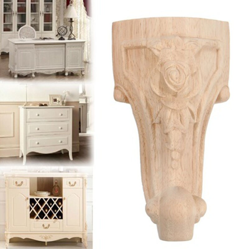 Cadre de pied en rose sculpté en bois, 4 pièces, 15x6cm, décor de Table de meuble artisanal, porte non peinte, Art mural