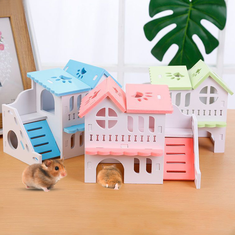 Hamster Huis Speelgoed Huisdier Klein Dier Hideout Hamster Houten Huis 2 Lagen Met Ladder Houten Hut Hamster Spelen Speelgoed