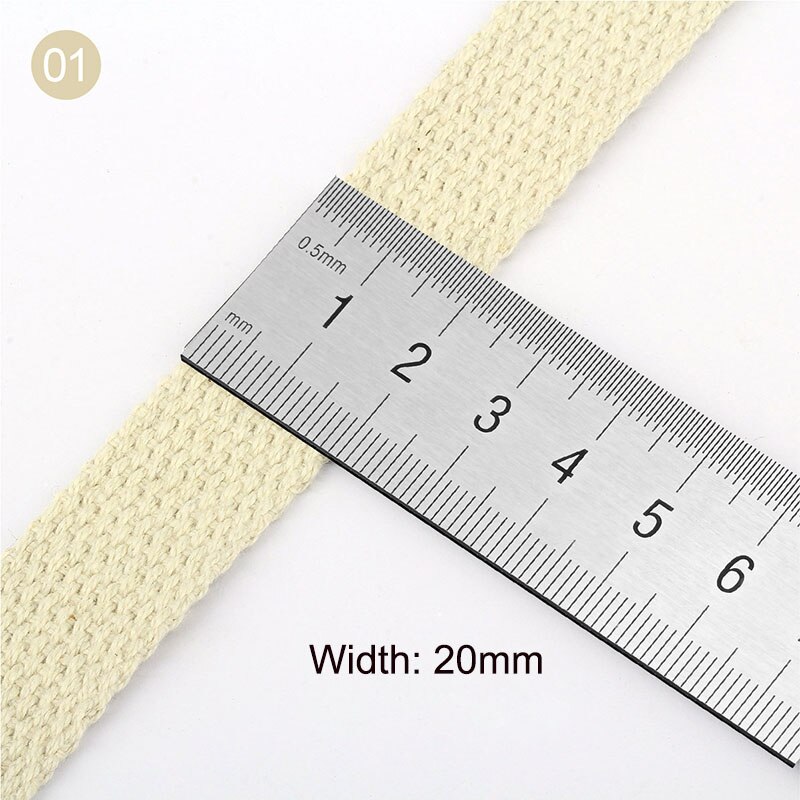 Rouleau de sangle Beige 100% coton, 50 Yards/rouleau, ruban en toile de 1.5mm d&#39;épaisseur 20mm 25mm 38mm, sangle pour sac à dos, accessoires de couture: 20mm 50 Yards