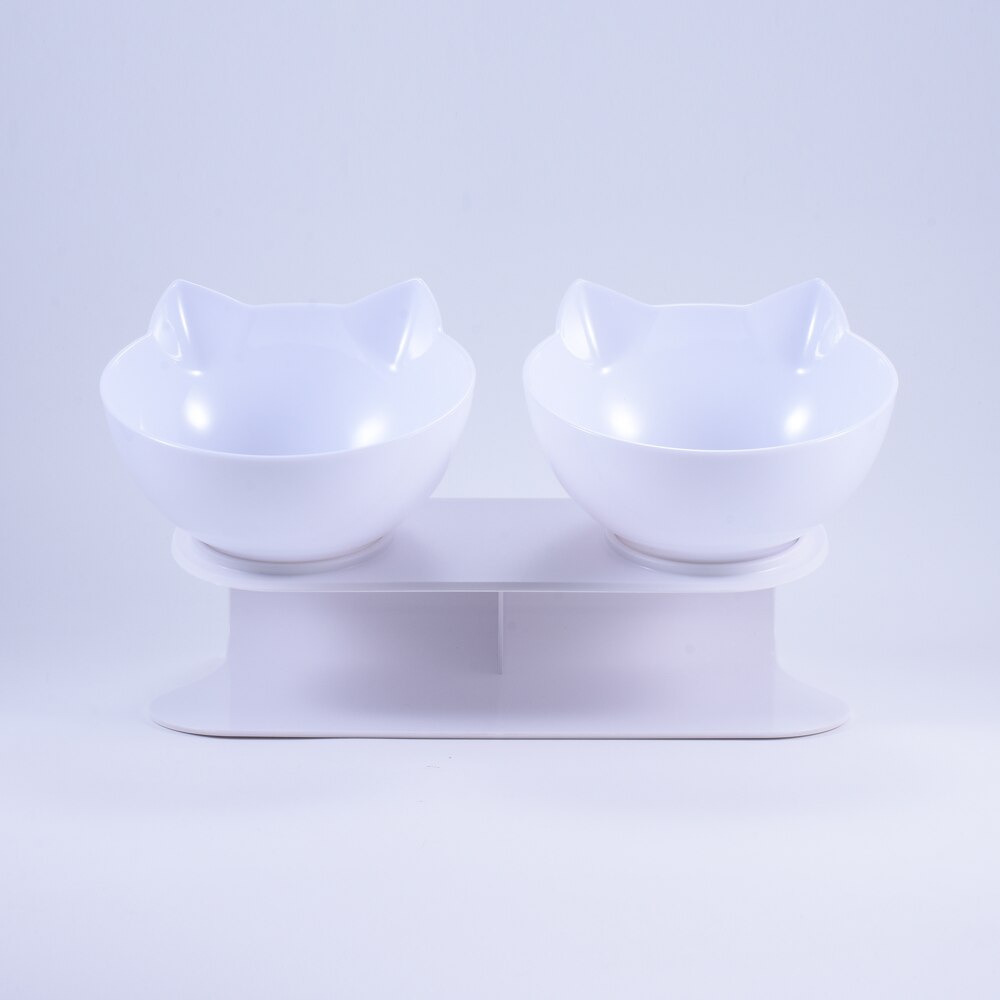 Bol à chien Double bol pour chat antidérapant avec support pour animaux de compagnie bol à eau pour chat nourriture pour chats bols pour animaux de compagnie pour chiens fournitures de produits d'alimentation: White Double