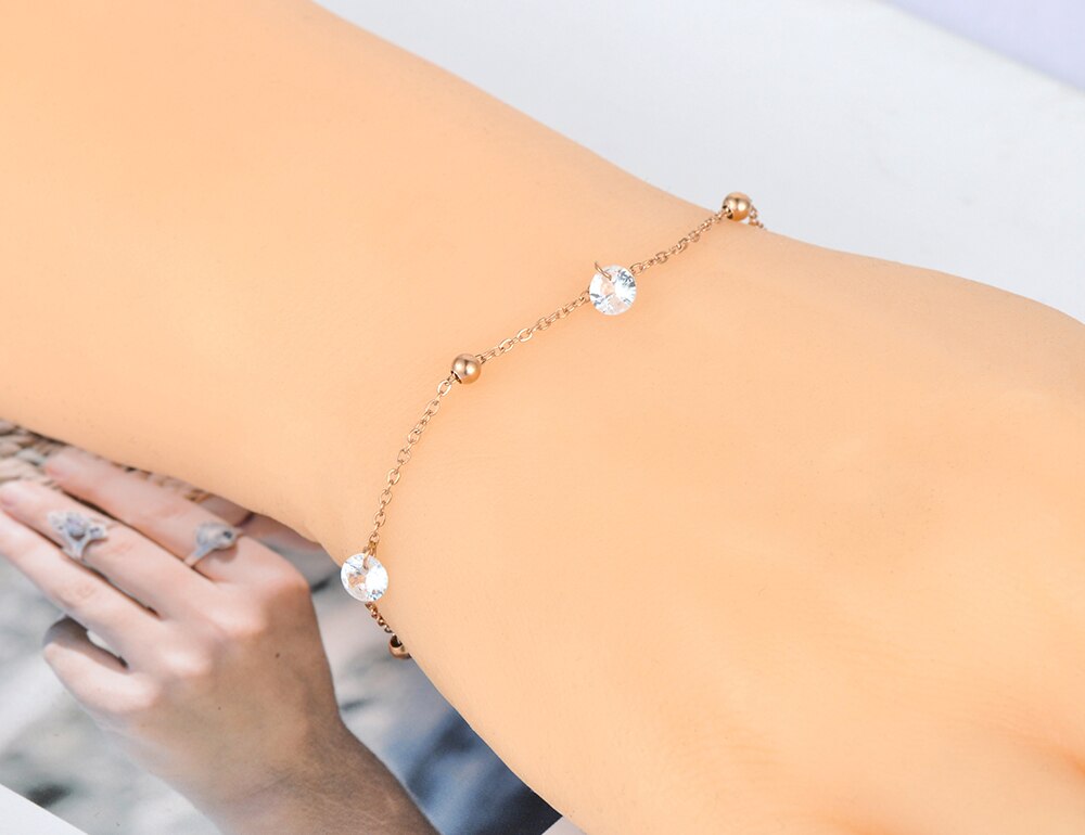 Lokaer bohême acier inoxydable été plage bracelet de cheville à breloques bijoux de pied à la CZ cristal chaîne et lien bracelets de cheville pour les femmes A20008